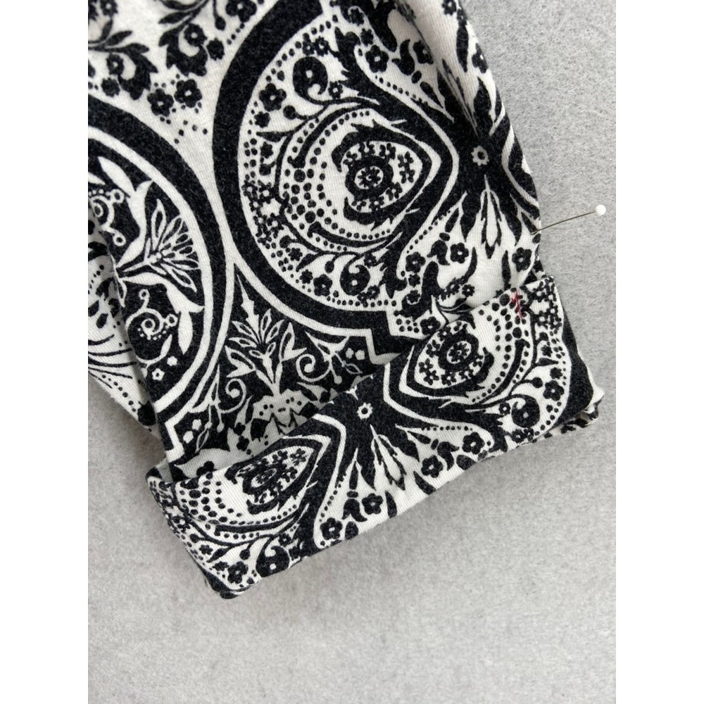 Soma Gown Sz L Black White Pattern 3/4 Sleeve Dress with Red Trim Nightgown - Picture 3 of 9